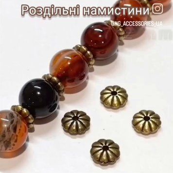 Металеві пласкі бронзові намистини 'гарбузики'. 5156 фото